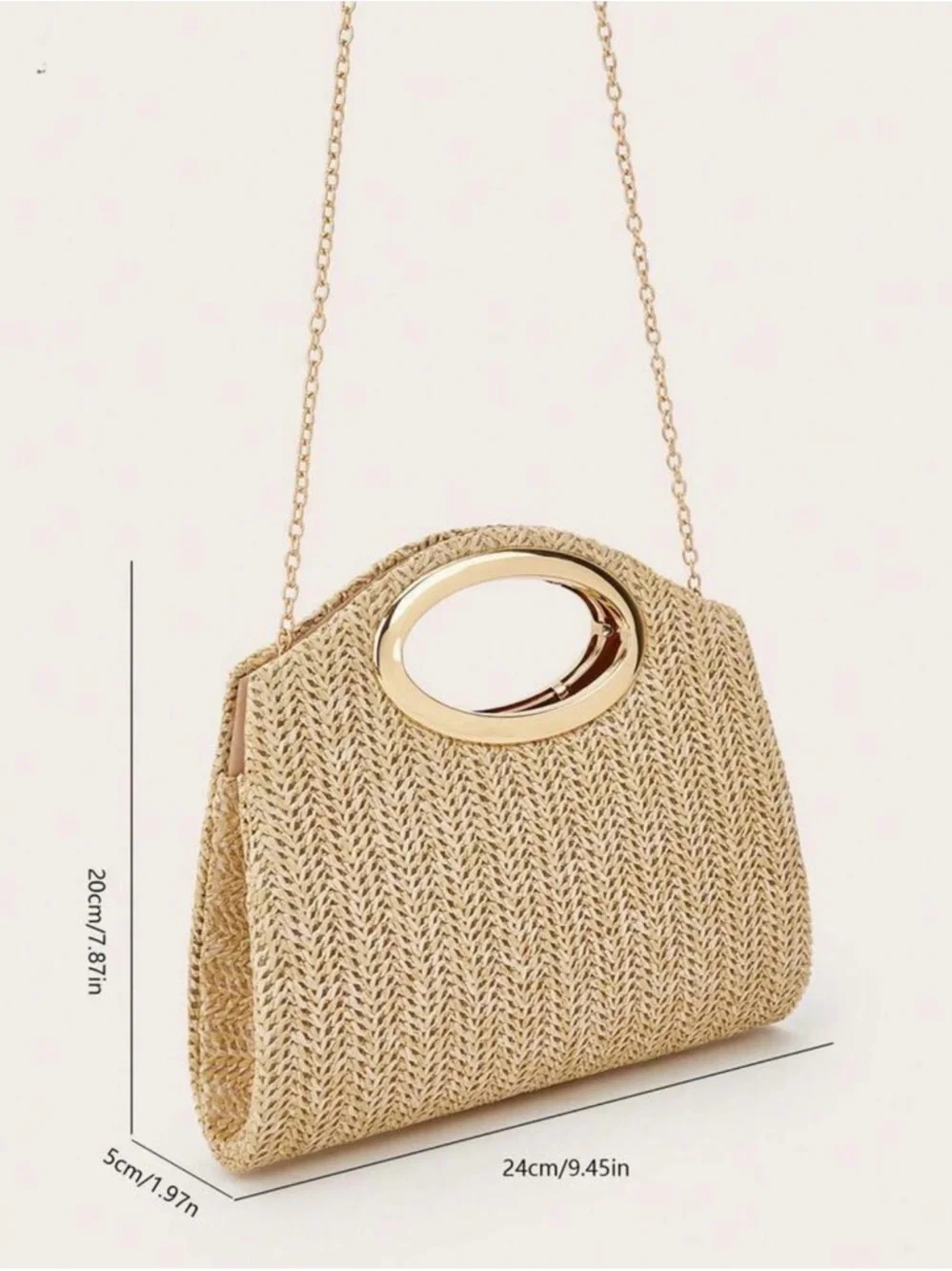 NEW Clutch Handbag with Gold Handle and Chain Strap - Picture 9 of 9